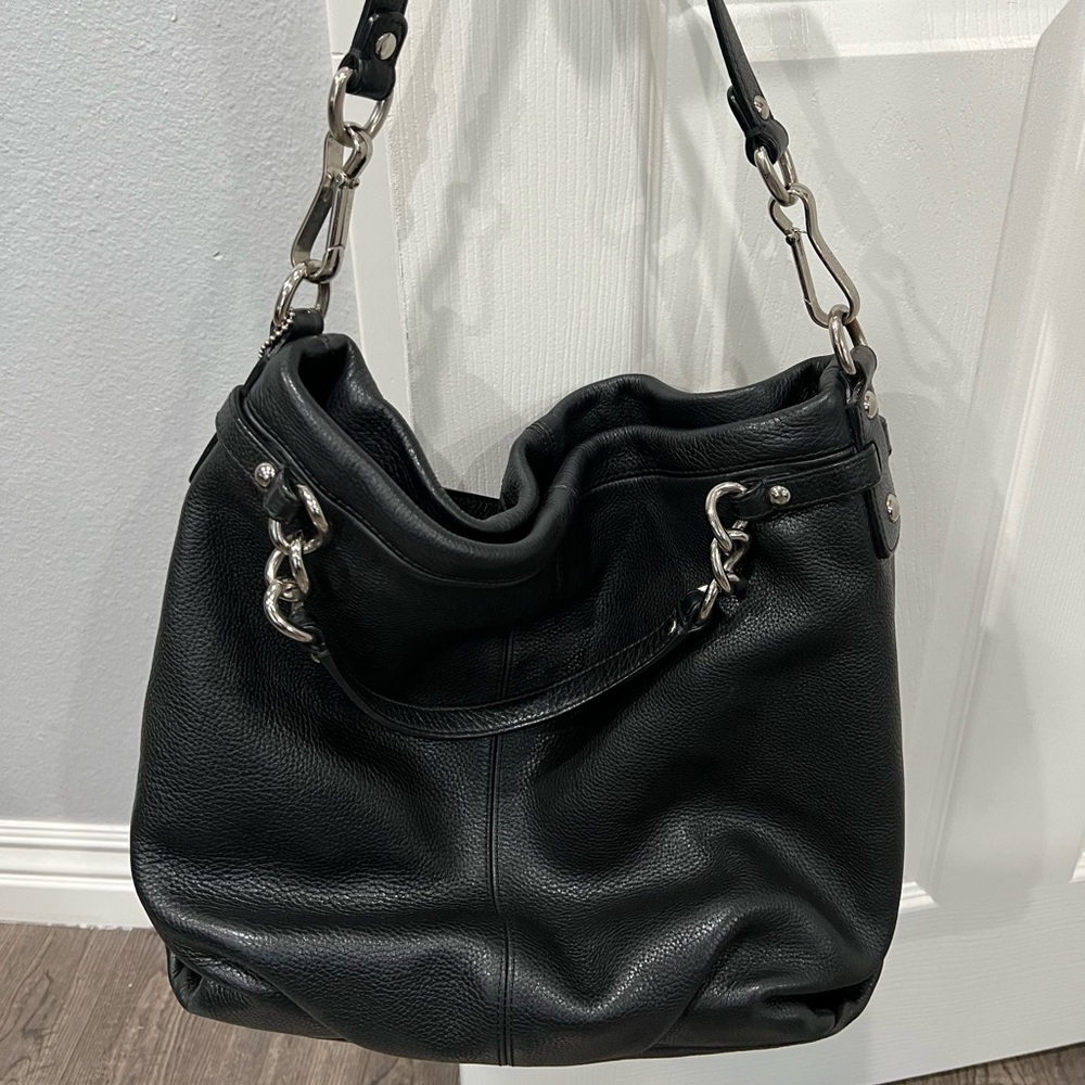Coach Leather Bucket Style should Bag with silver trim
